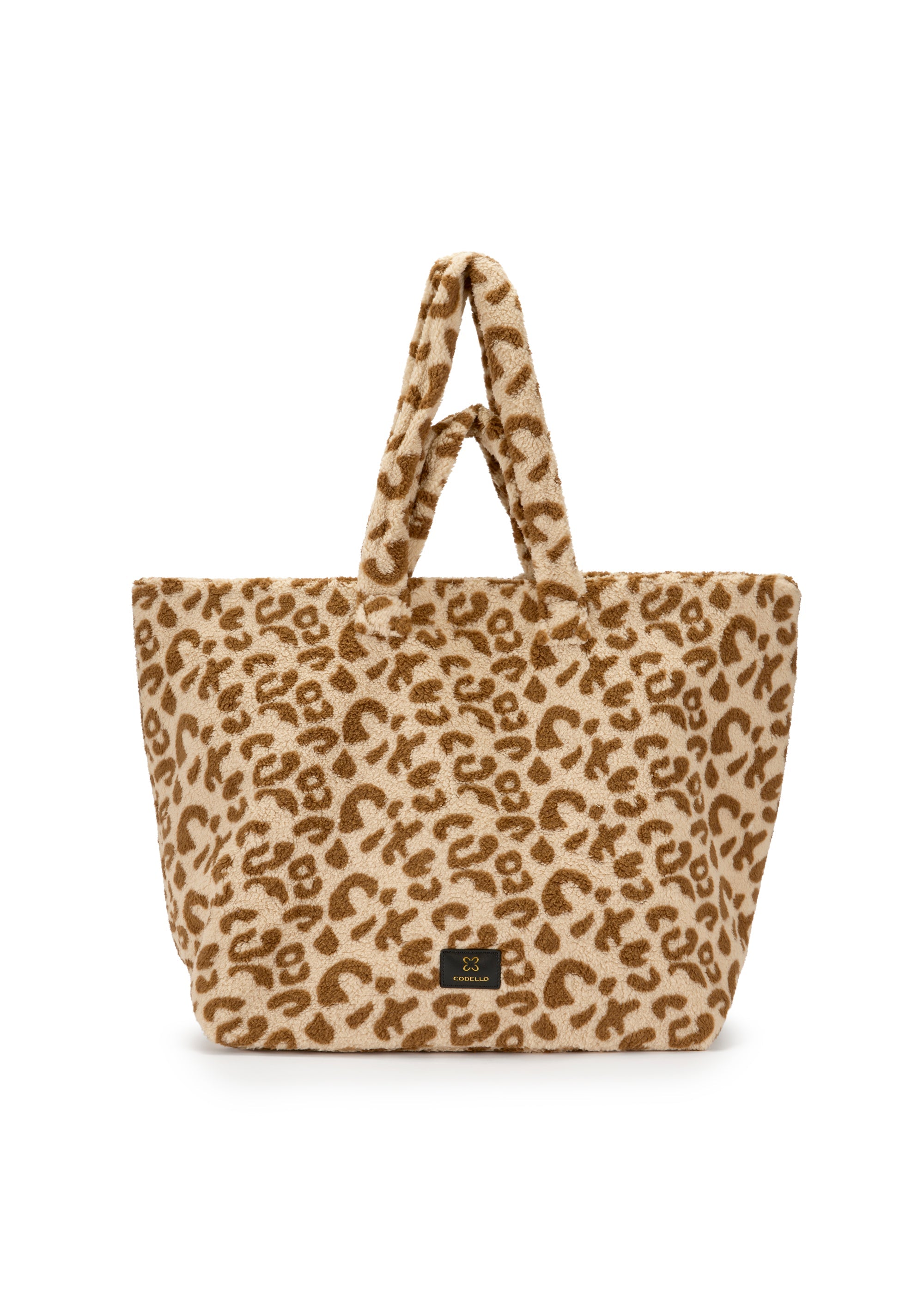 XL-Shopper aus Teddyplüsch im Leo-Look