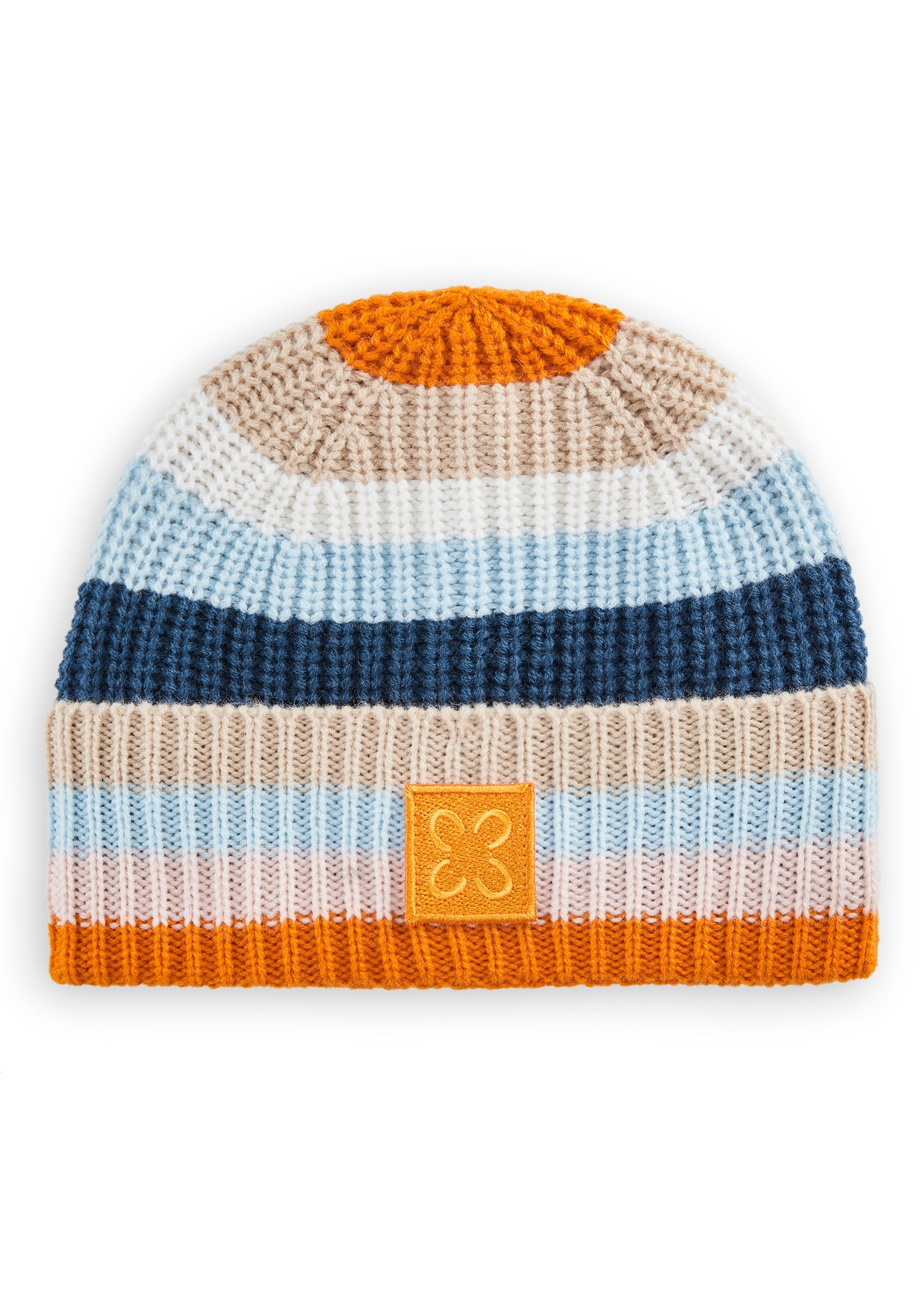 Gestrickte Mütze aus weicher Wollmischung mit bunten Streifen