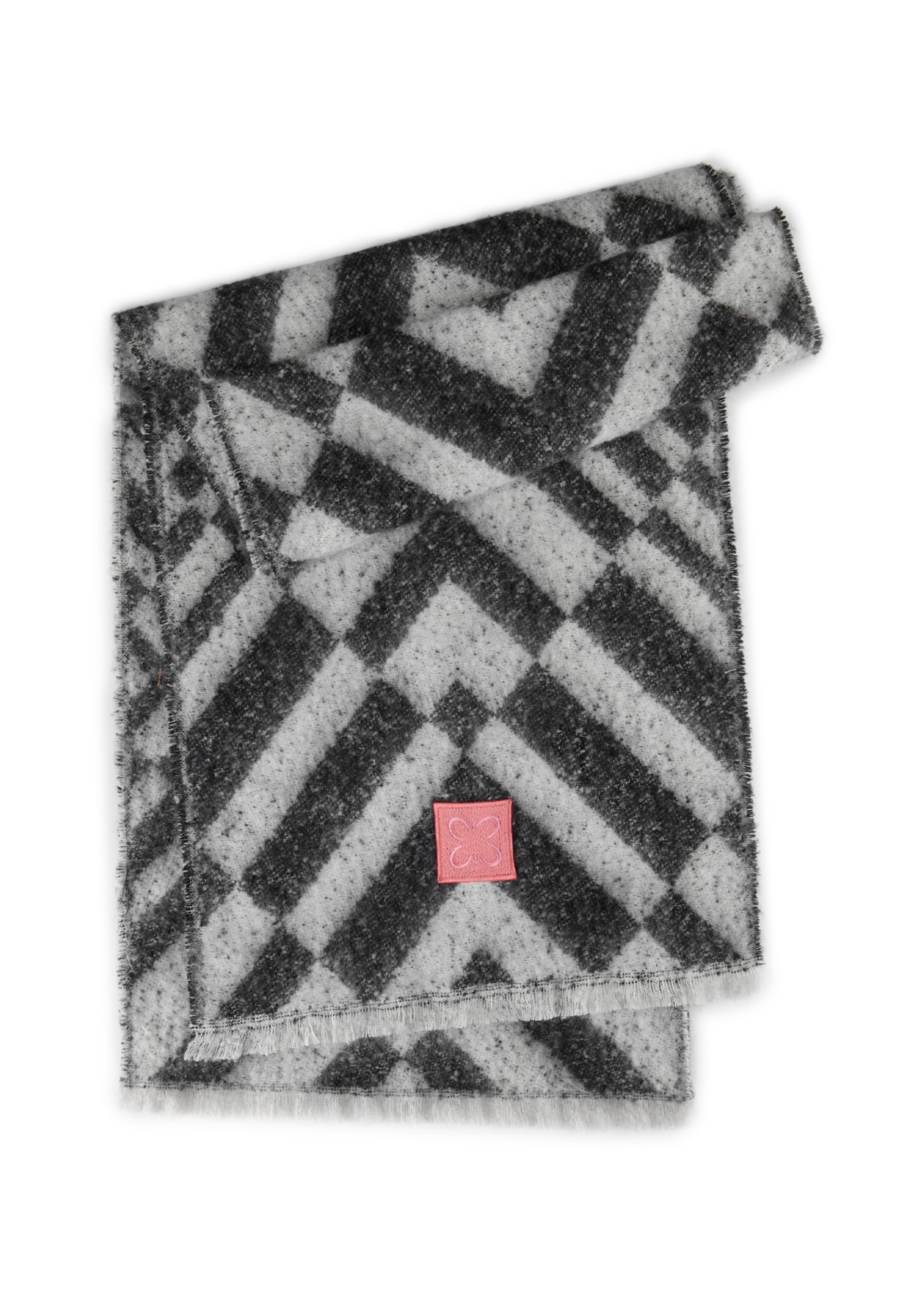 Warmer XL-Schal aus recyceltem Polyester mit graphischem Muster