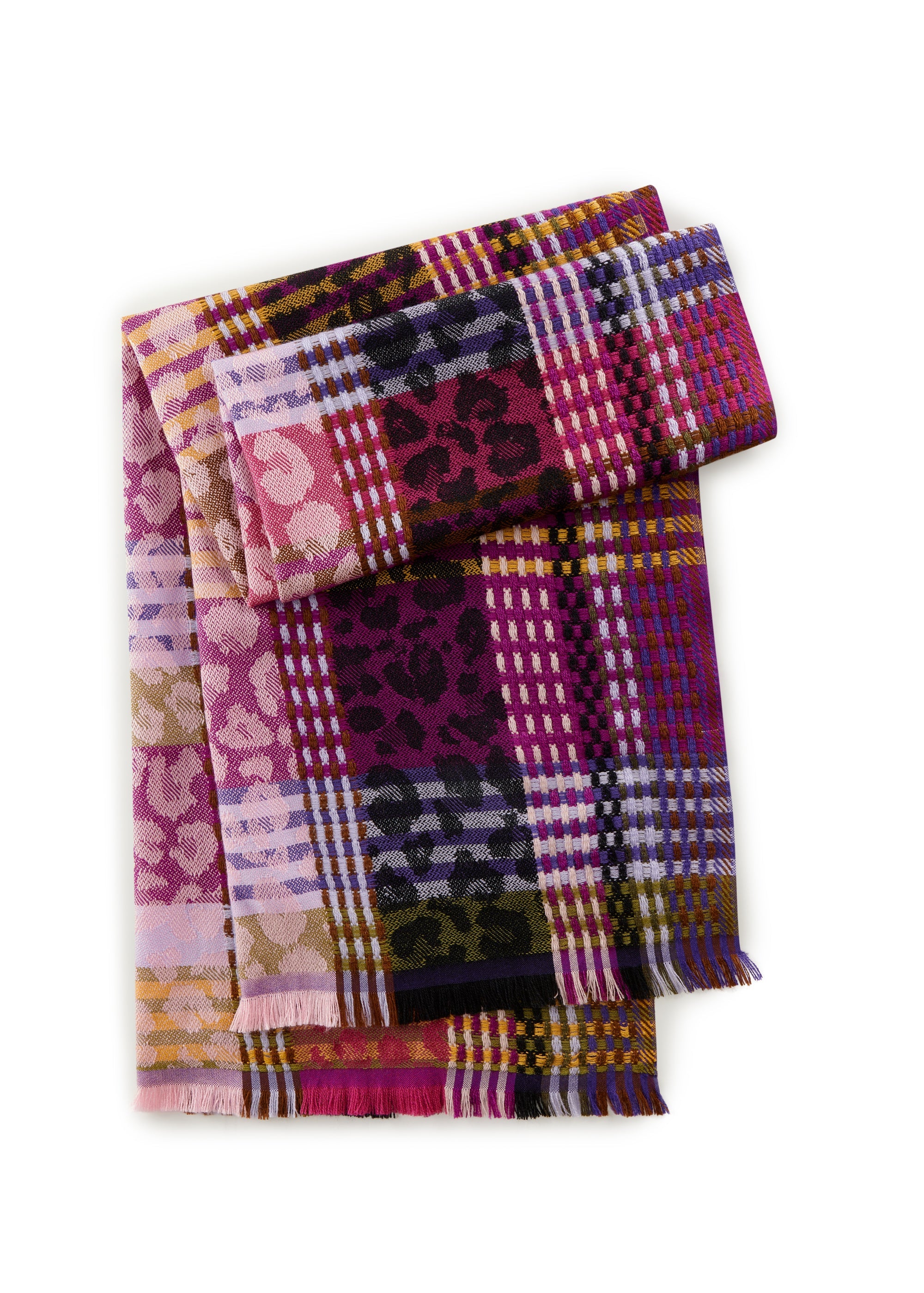 Gewebter Jacquard-Schal aus weicher Woll-Mischung im Multicolor-Design