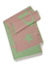 Beidseitig tragbarer Schal mit gewebtem „glow“-Statement