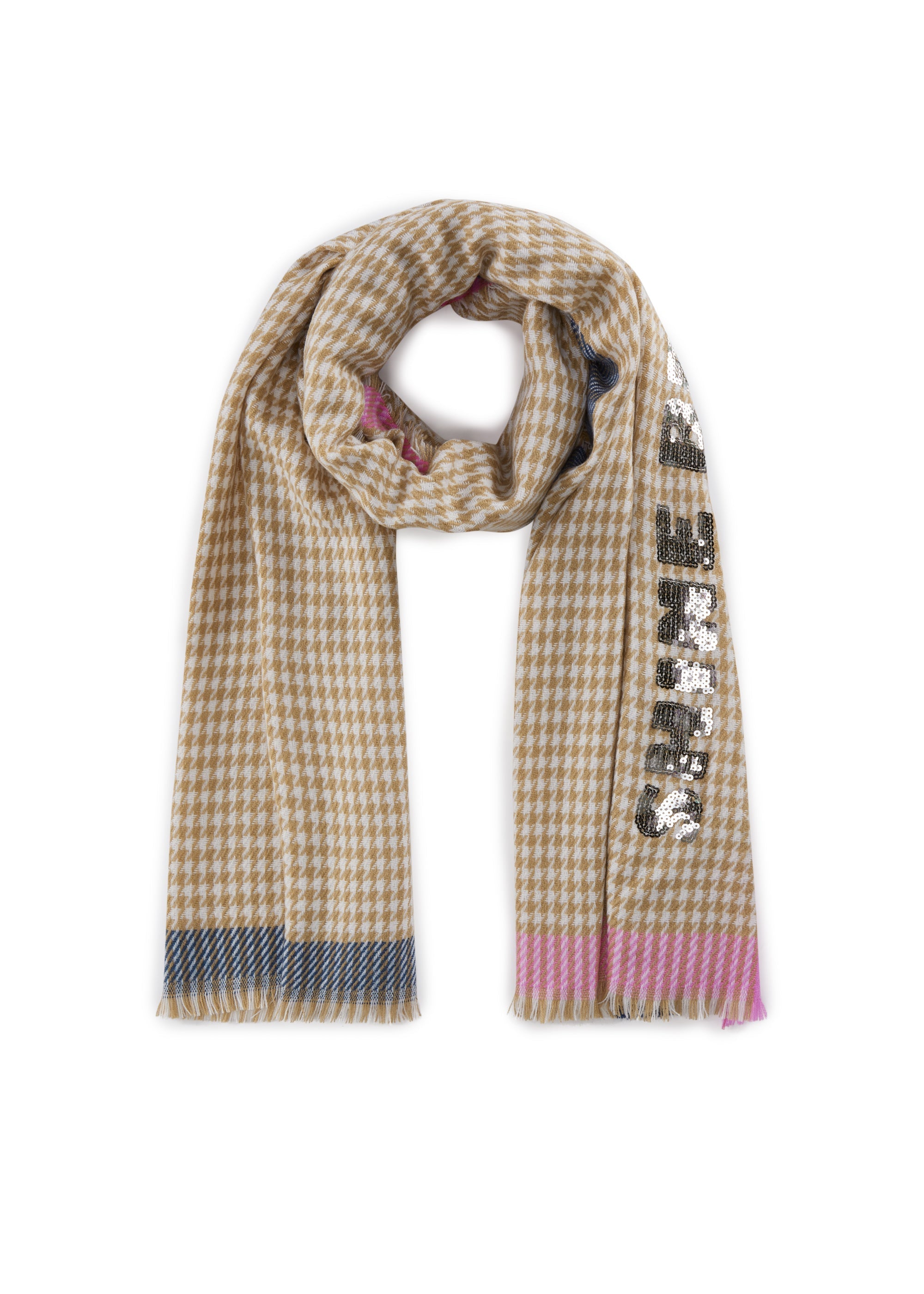 Warmer Schal mit SHINE BRIGHT-Stickerei aus Pailletten