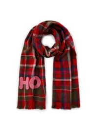 Warmer Schal mit Karo-Muster und Hohoho Wording