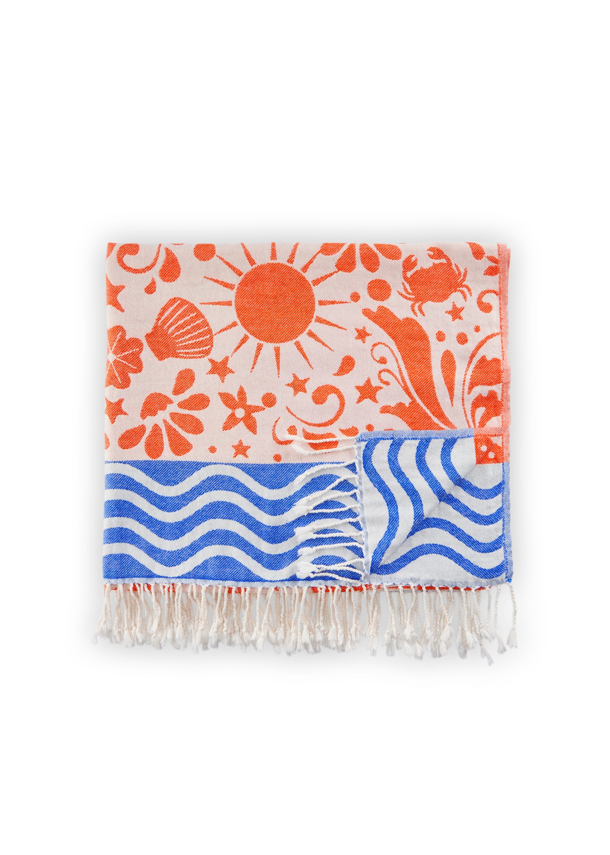 Strandtuch aus reiner Baumwolle mit Beach-Print