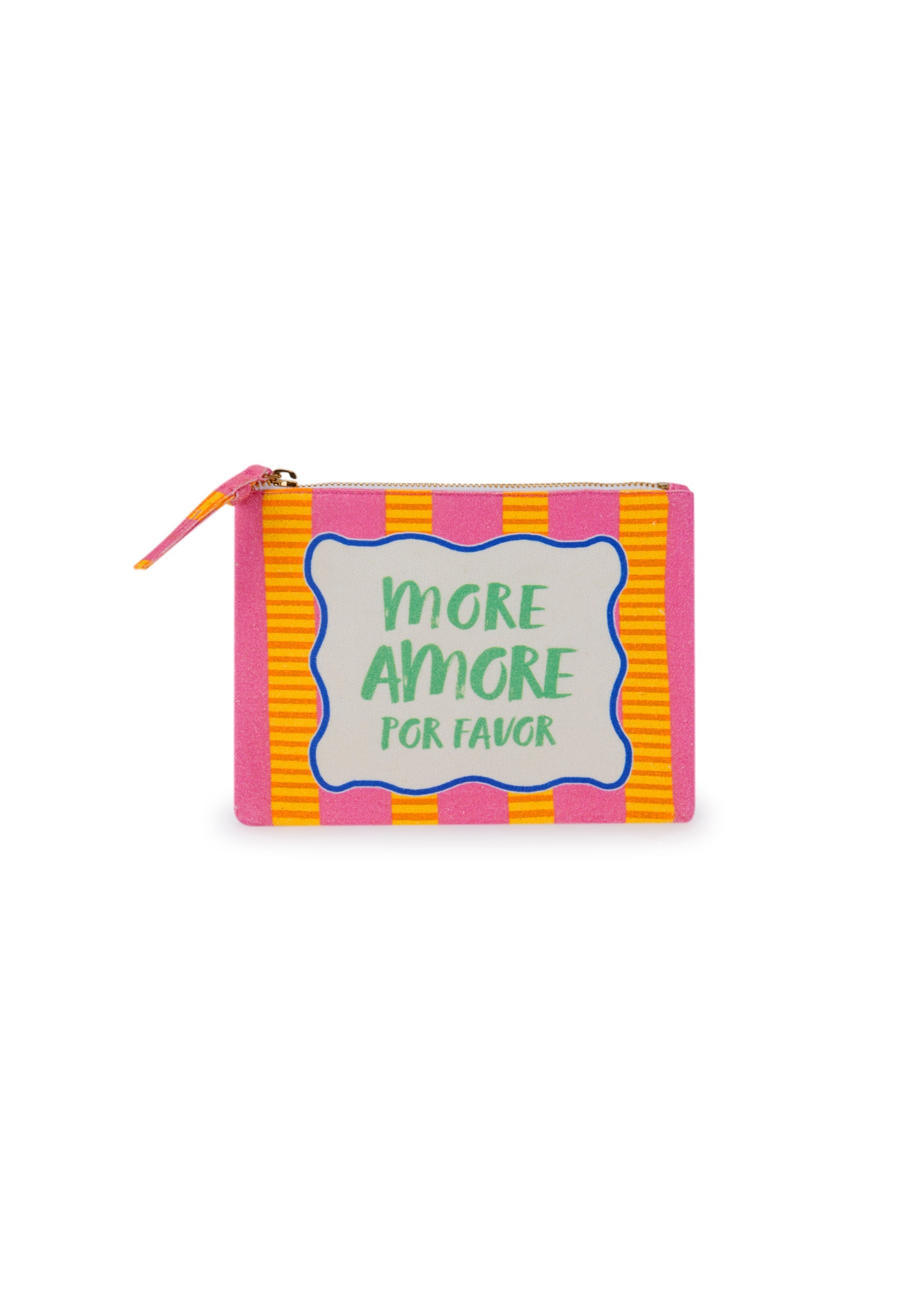 Kosmetiktasche aus Canvas mit „MORE AMORE FOR FAVOR“