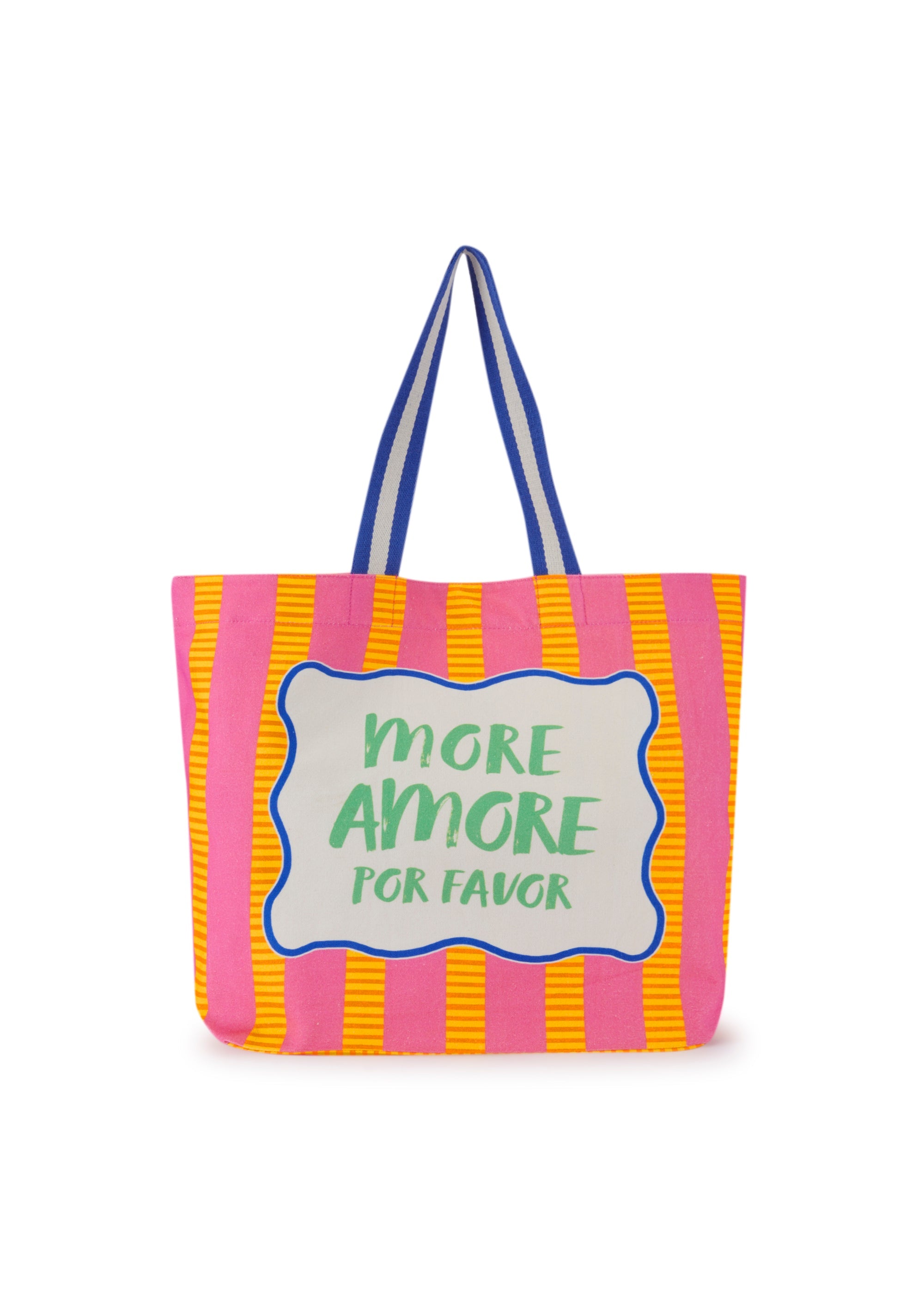 Shopper aus Canvas mit „MORE AMORE FOR FAVOR“