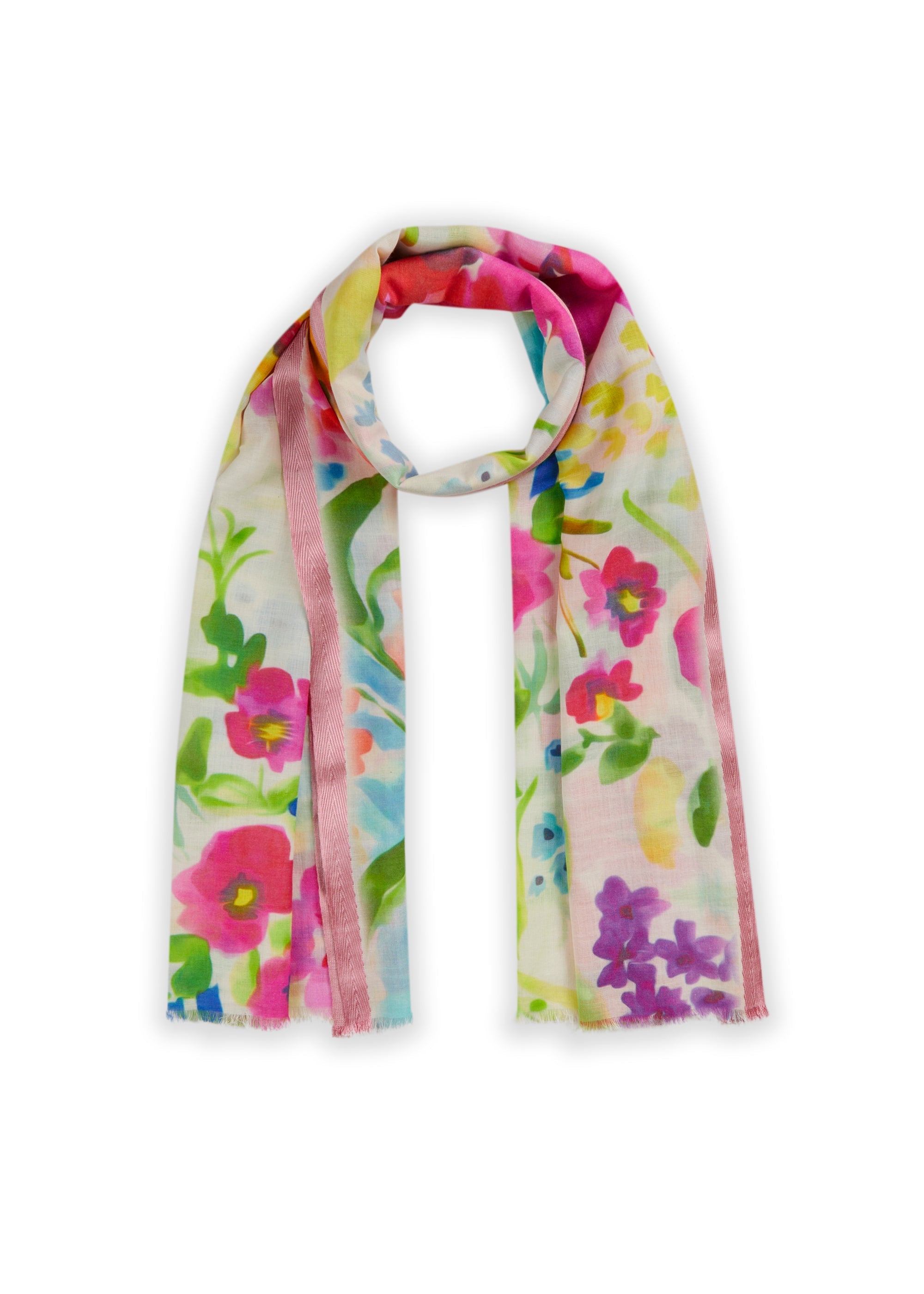 Schal aus Baumwolle und Modal mit Flower-Print