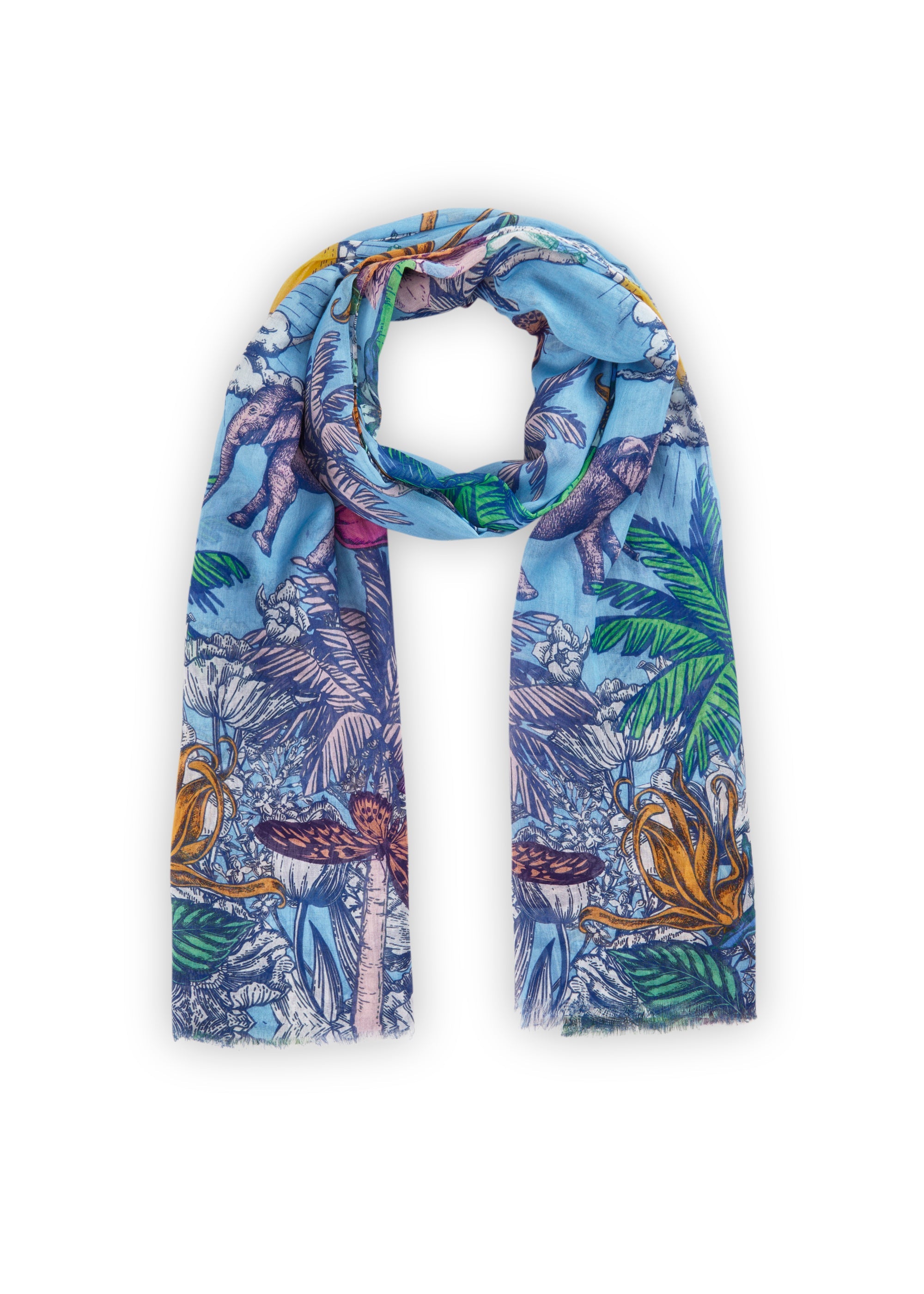 Leichter Schal aus Organic Cotton mit Dschungel-Muster