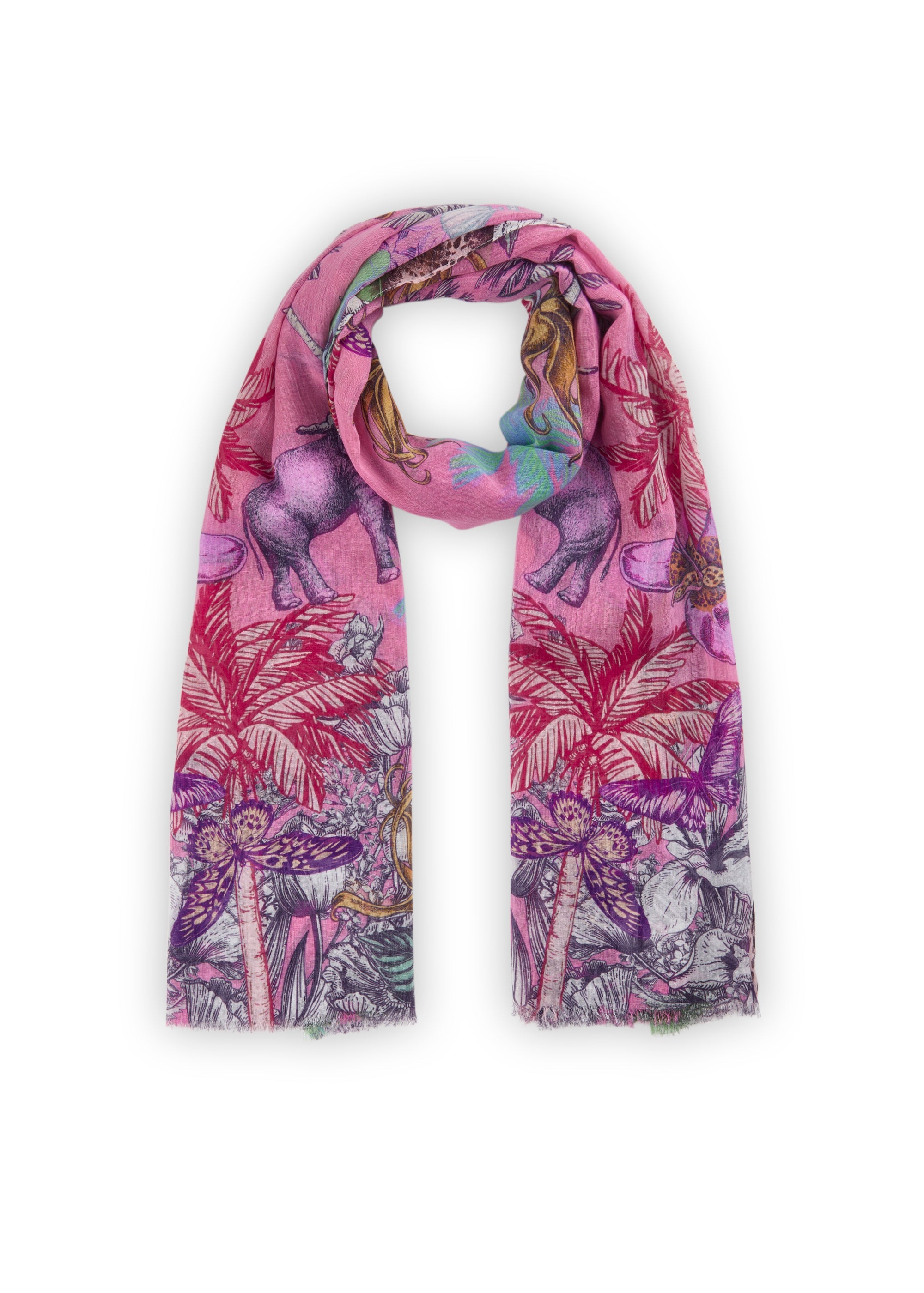 Leichter Schal aus Organic Cotton mit Dschungel-Muster