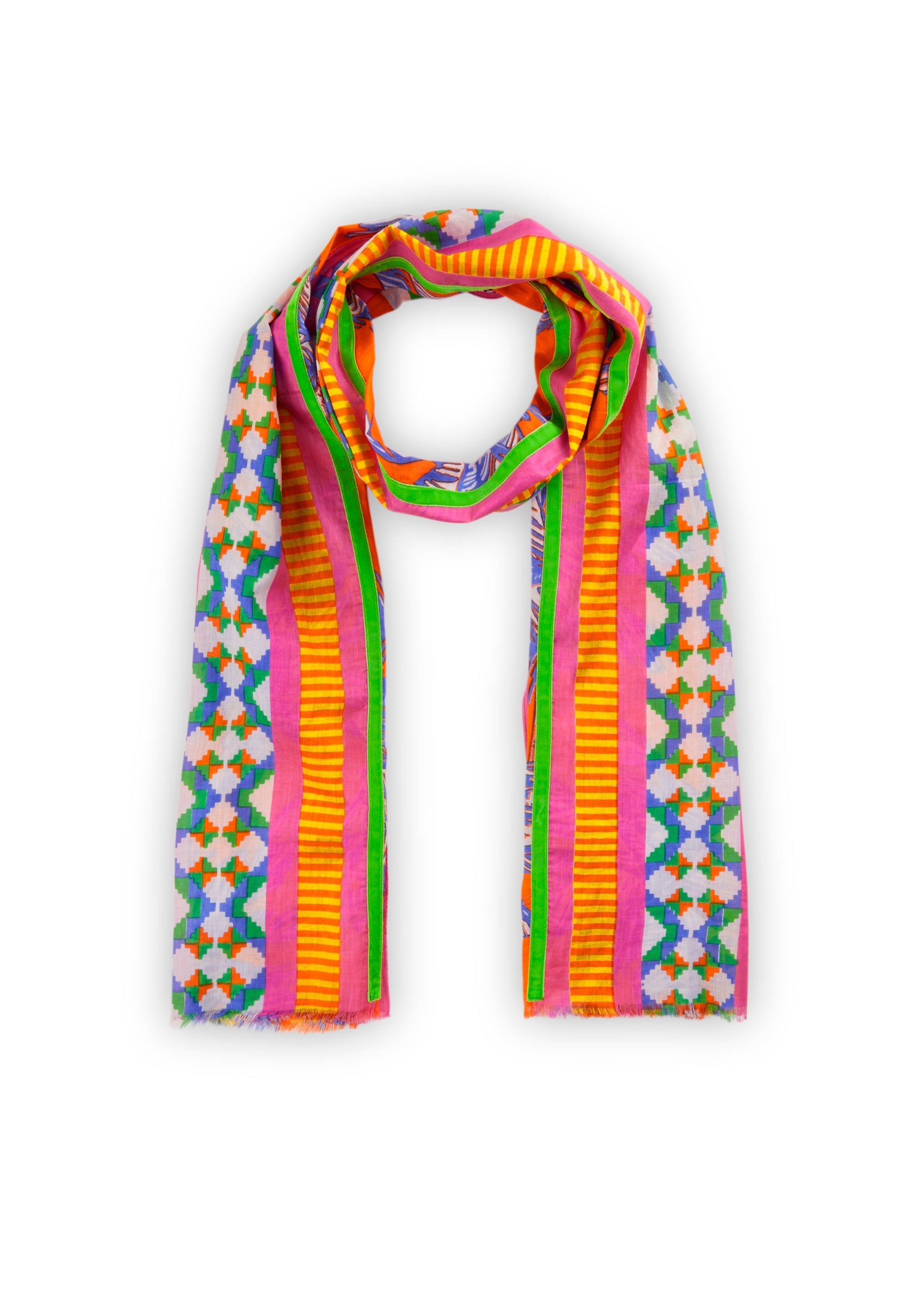 Schmaler Schal aus Organic Cotton im Mustermix