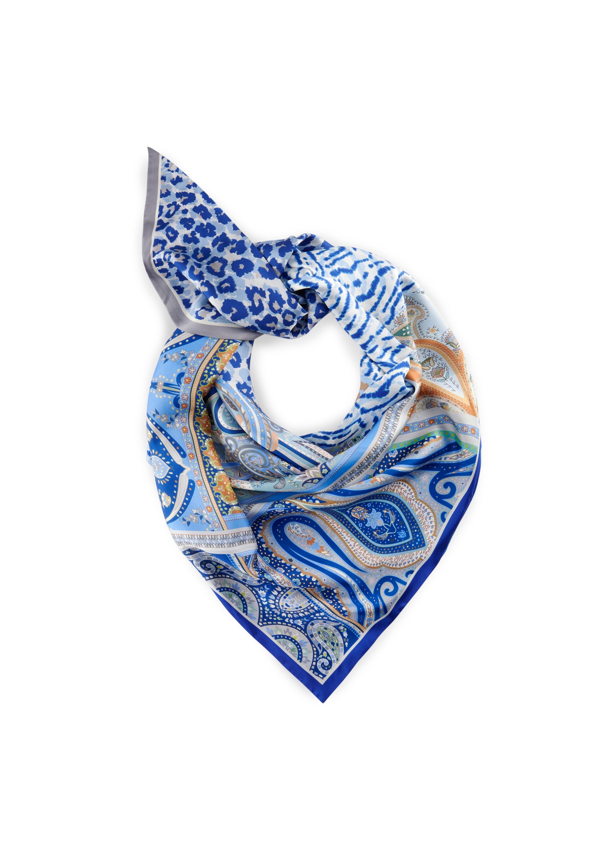 Premium Dreieckstuch aus reiner Seide im Pattern-Mix
