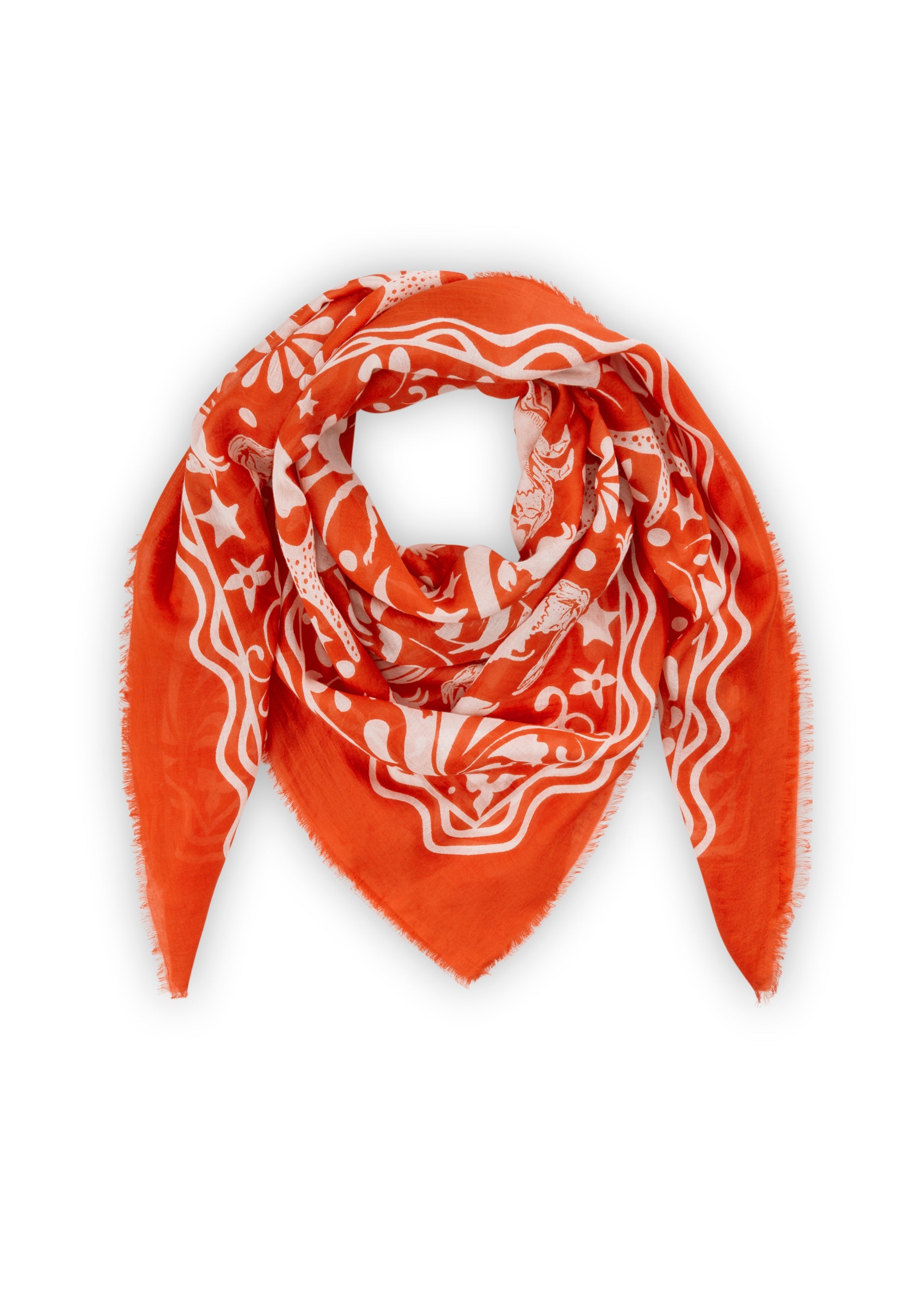 Tuch aus Modal und Baumwolle mit Meeres-Motiven
