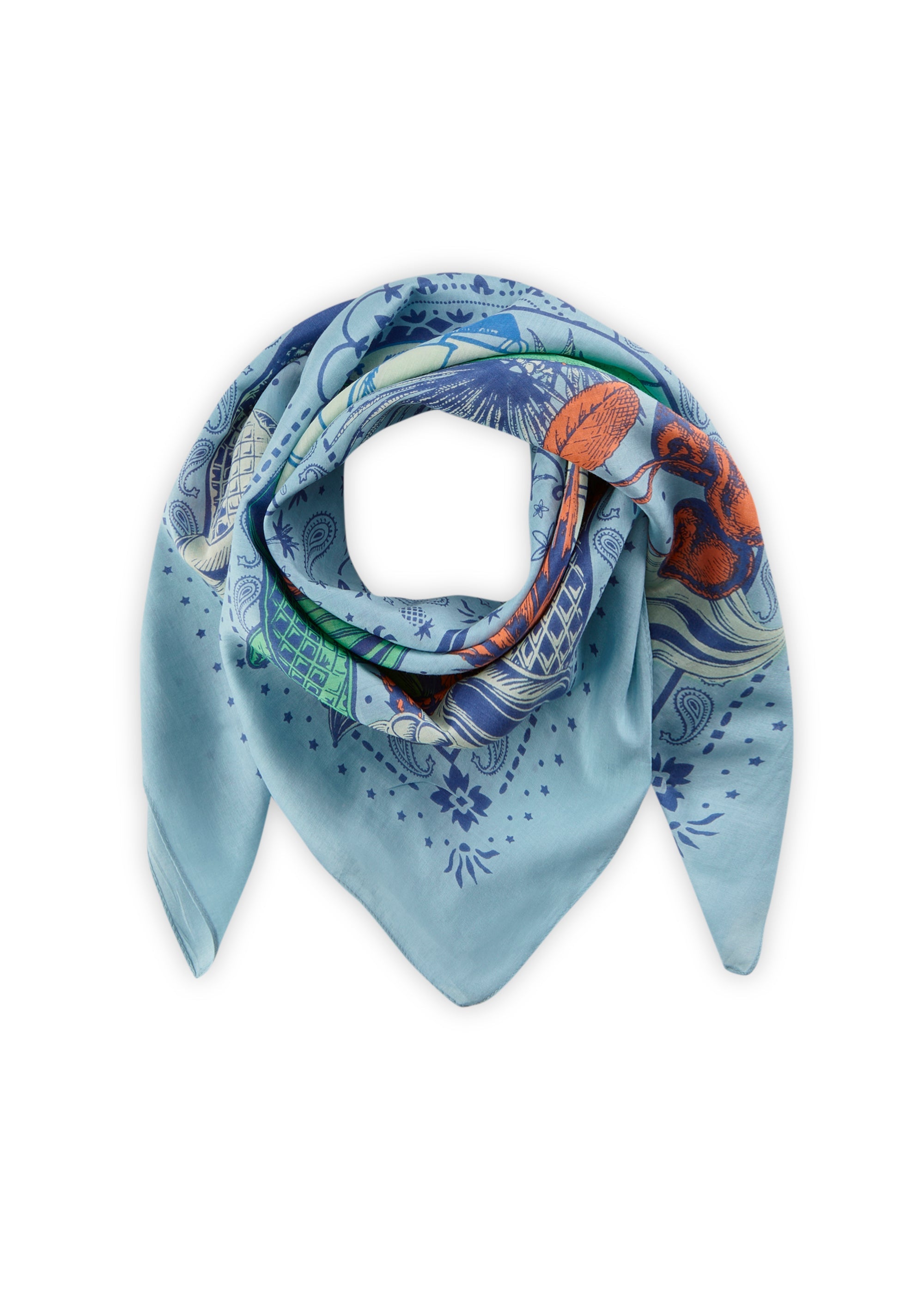Premium Bandana aus Seidenmix mit Sommermotiven