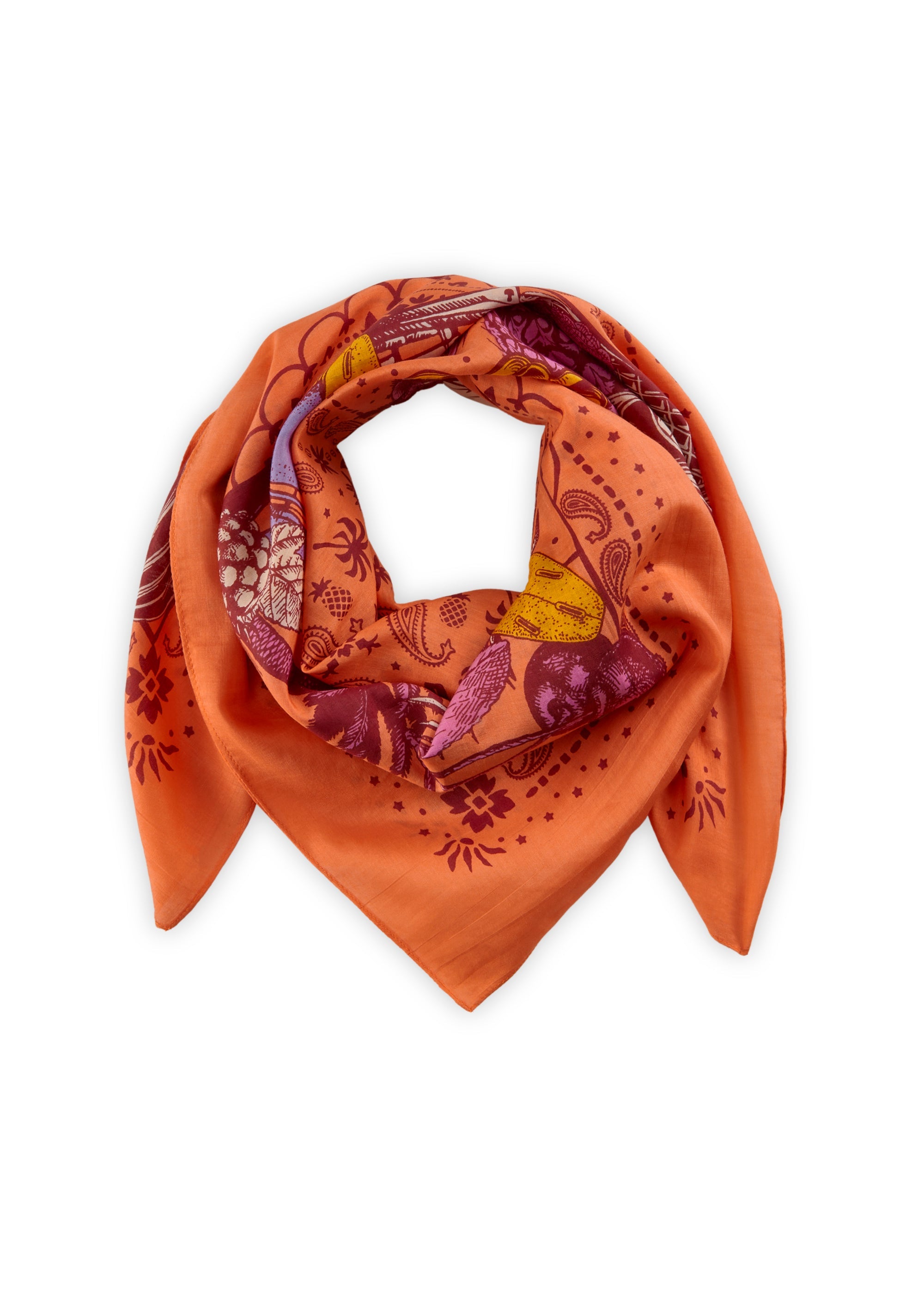 Premium Bandana aus Seidenmix mit Sommermotiven