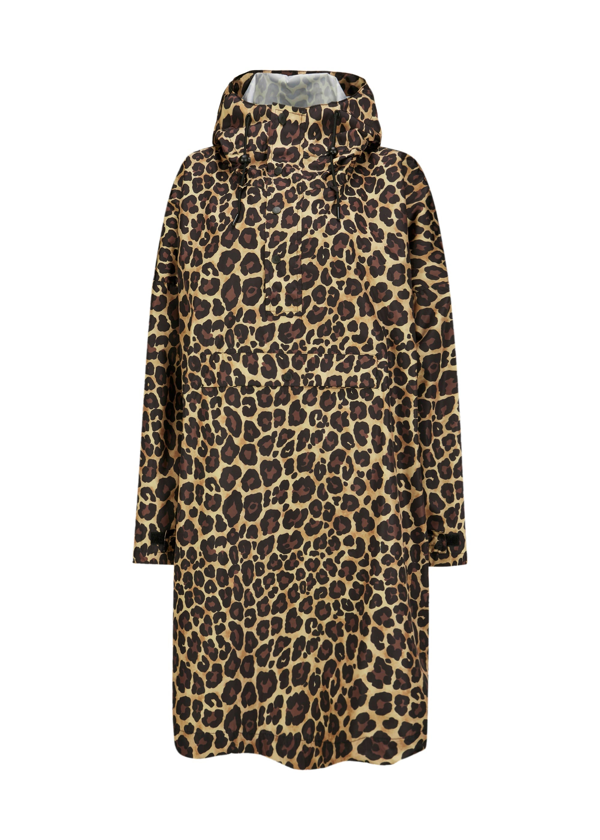 Regen-Poncho aus hochwertigem, beschichtetem Polyester mit Leomuster
