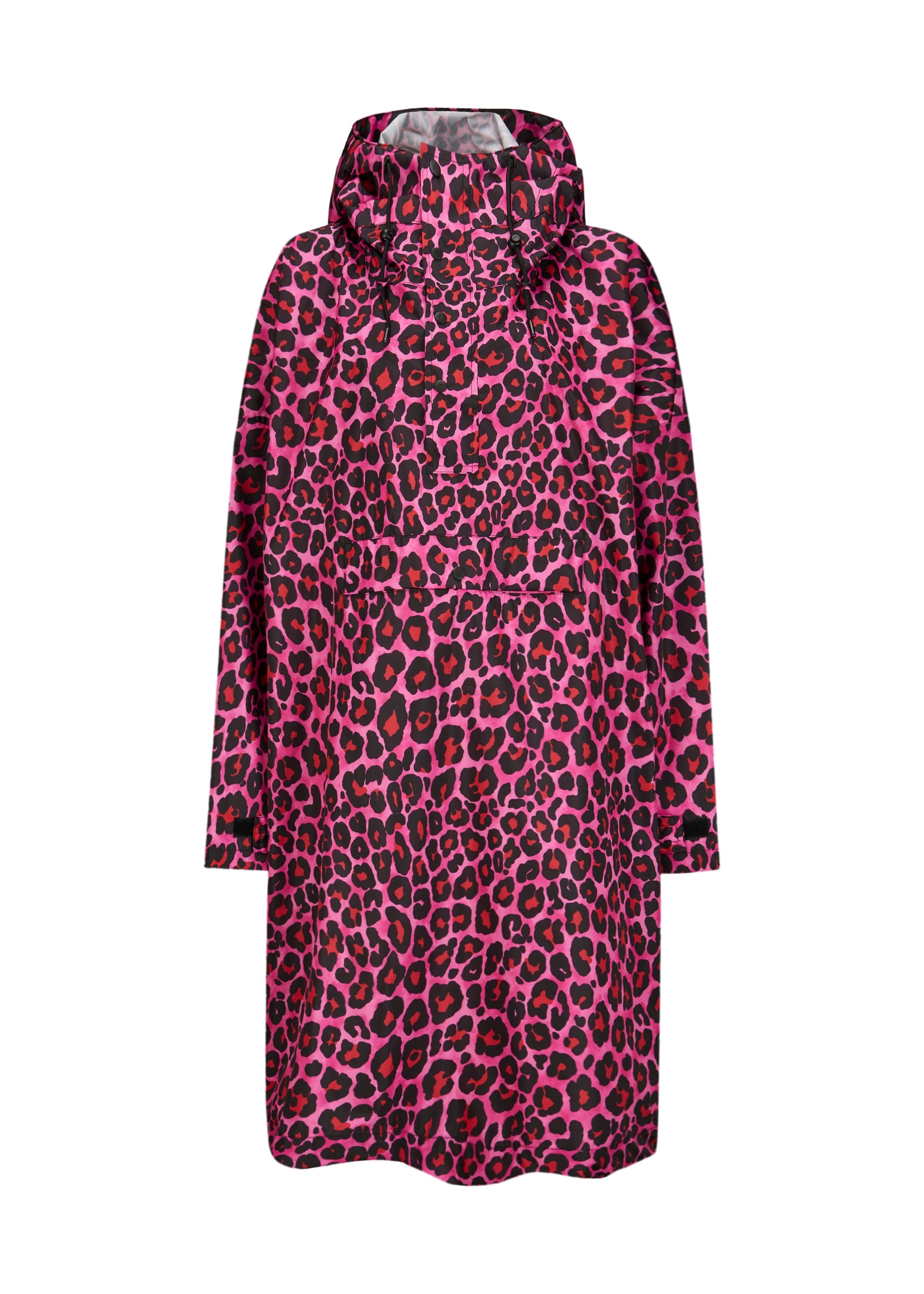 Regen-Poncho aus hochwertigem, beschichtetem Polyester mit Leomuster