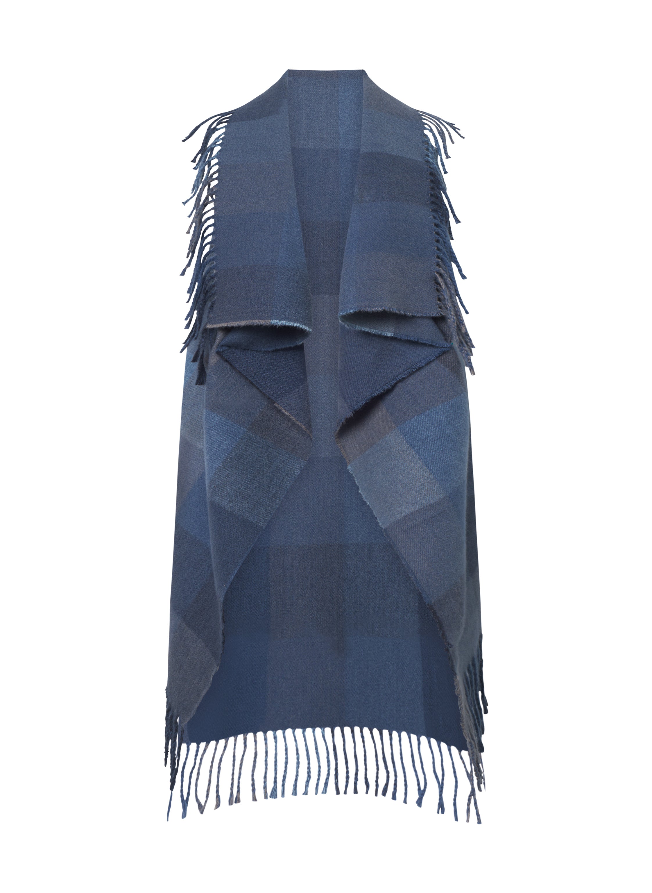 Cape mit Karomuster und Fransenkante – warm & weich für Winter
