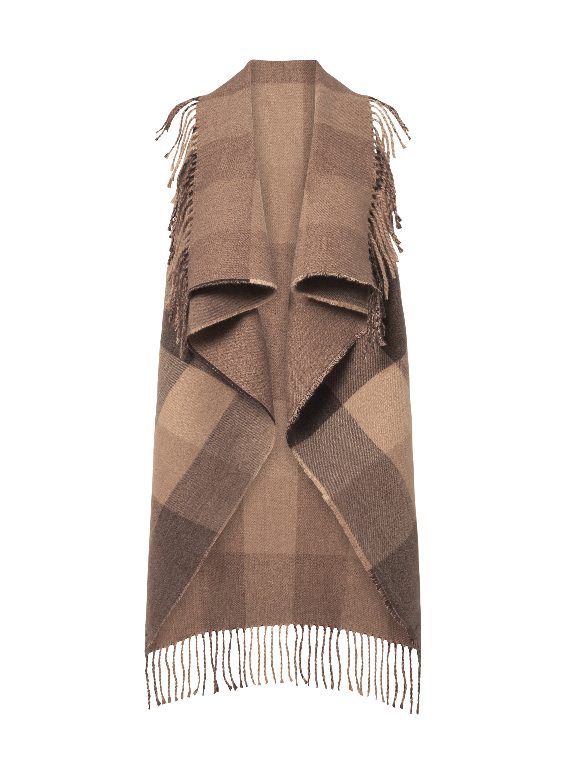 Cape mit Karomuster und Fransenkante – warm & weich für Winter