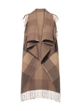 Cape mit Karomuster und Fransenkante