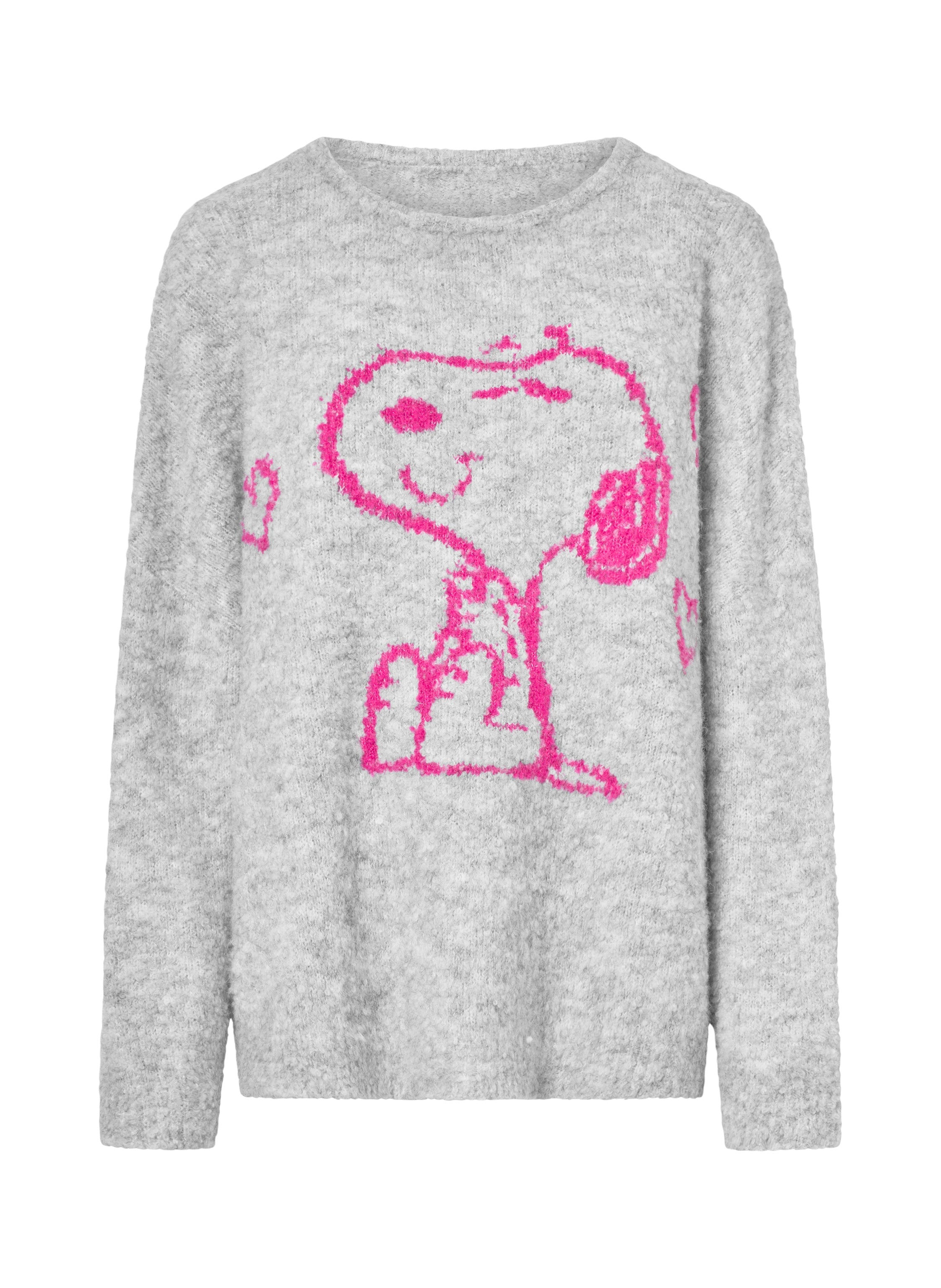 Grauer PEANUTS™ Strickpullover mit Snoopy-Motiv