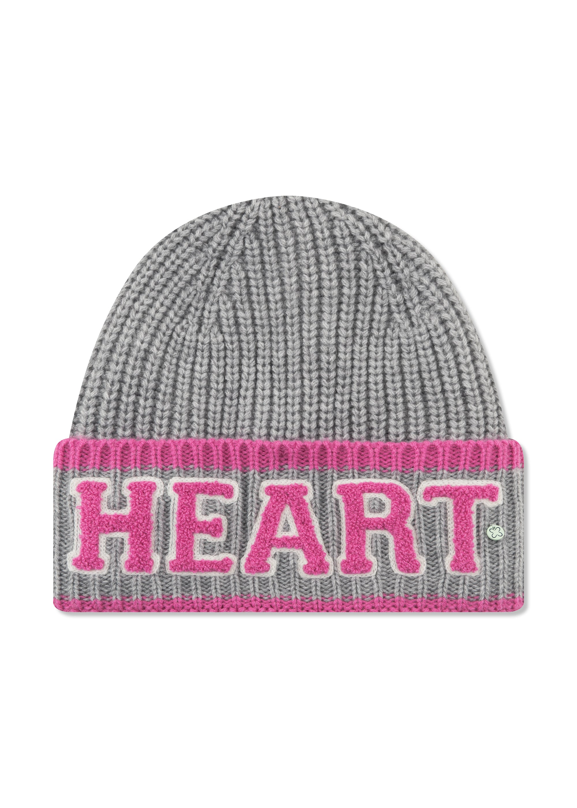 Gestrickte Mütze aus weicher Wollmischung mit sportlichem HEART Schriftzug