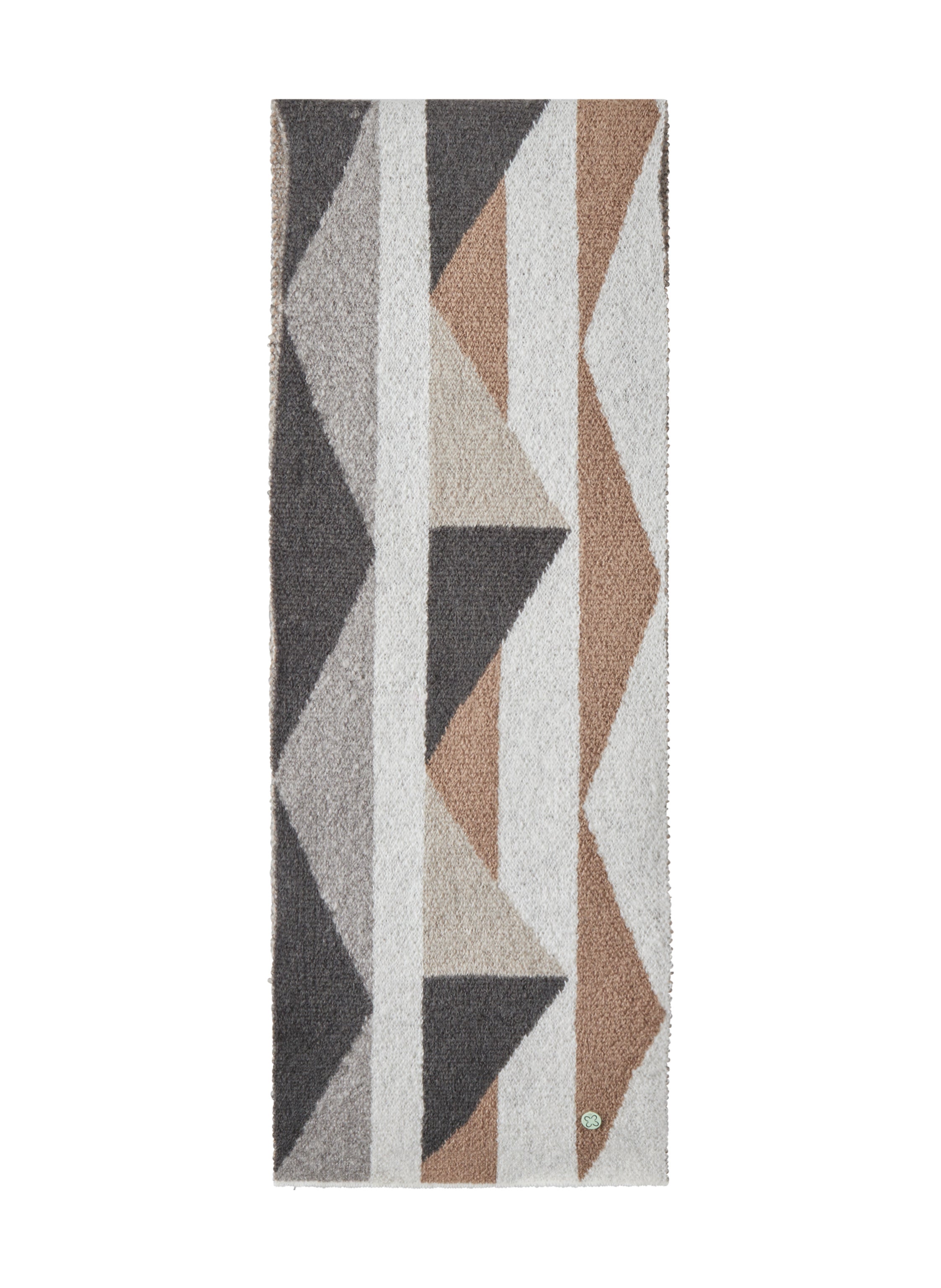 Gestrickter Schal mit grafischem Muster in Grau-Beige-Tönen