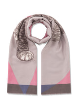 Kaschmirweicher Schal in Pink mit Katzenmotiv