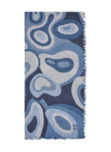 Feiner Premium-Schal in Blau mit organischem Muster