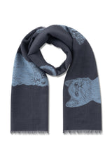 Leichter Jacquard-Schal mit Hunde- und Katzenmotiven