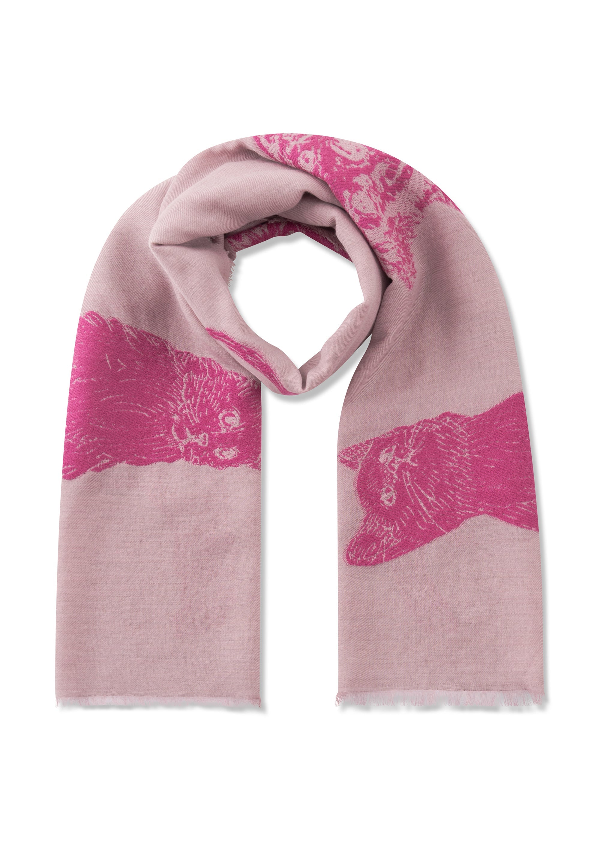 Leichter Jacquard-Schal mit Hunde- und Katzenmotiven