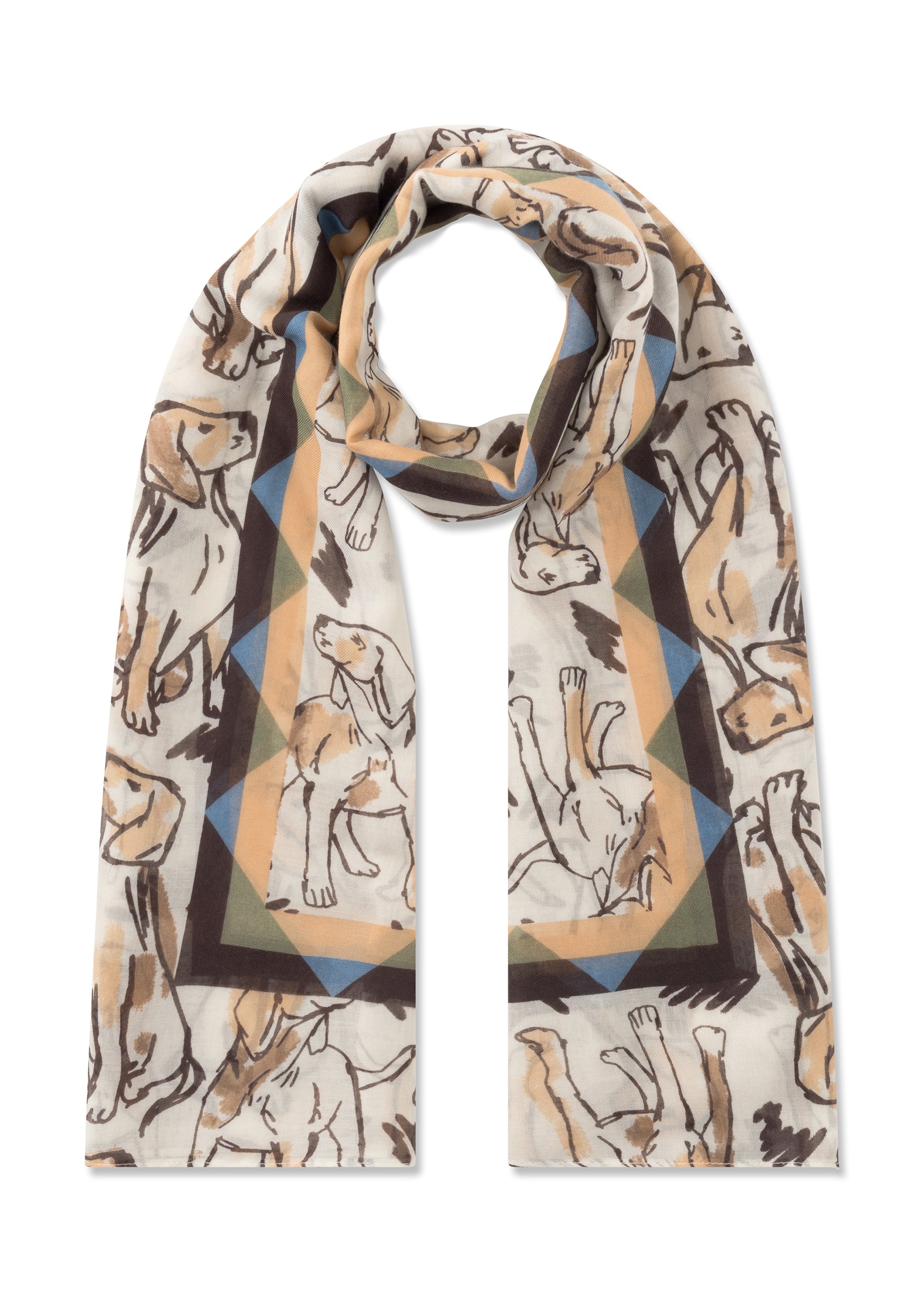 Schal aus recyceltem Polyester mit Hunde-Motiven