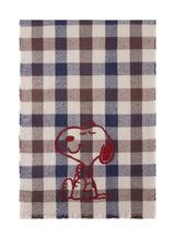 Peanuts™ Schal mit Karomuster in Blau-Beige und Snoopy-Stickerei