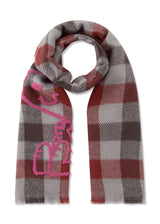 Peanuts™ Schal mit Karomuster in Blau-Beige und Snoopy-Stickerei