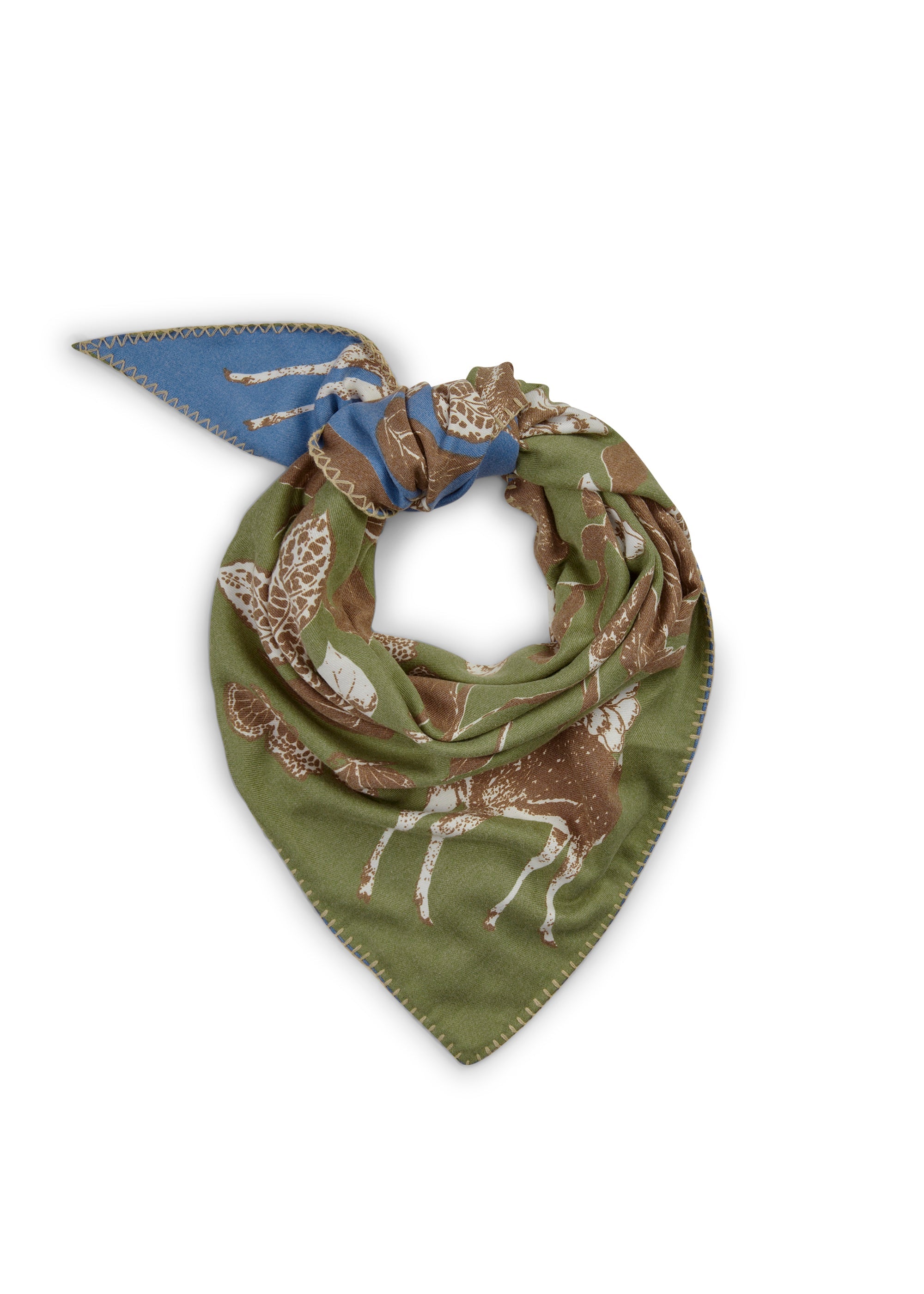 Kaschmirweiches Dreieckstuch mit Flora- und Fauna-Motiven