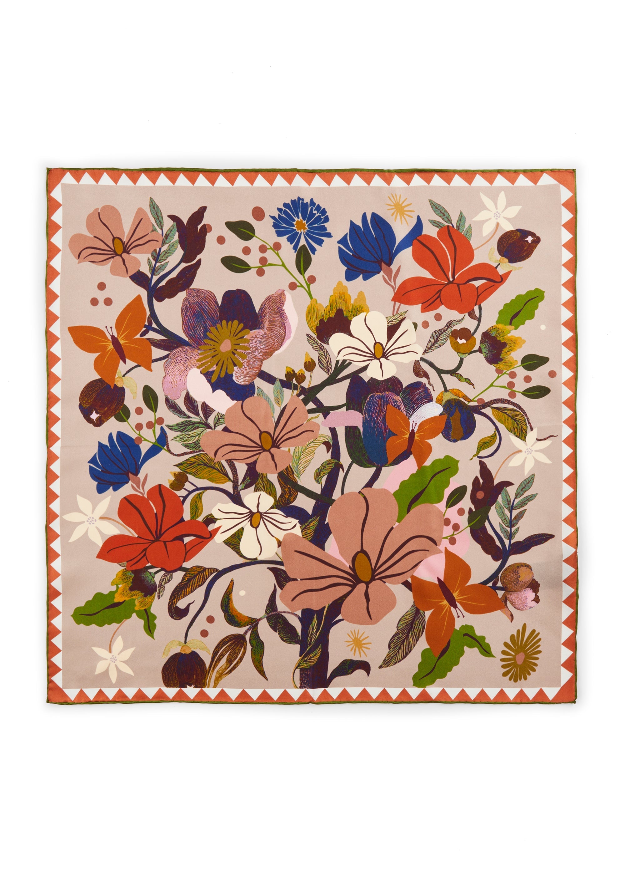 Premium Nickituch aus reiner Seide mit floralem Muster
