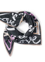 Dreieckstuch mit Statements Jacquard in Schwarz