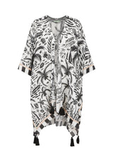 Poncho aus Viskose mit Strand-Motiven