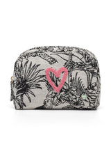 Kosmetiktasche mit Dschungel-Print und Stickerei