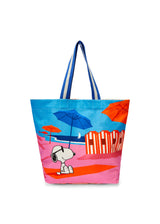 Shopper aus Canvas mit Snoopy-Strand-Motiv