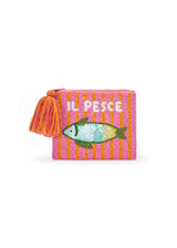 Perlenbesticktes Täschchen „Il Pesce“ – Pink & Orange mit Quaste