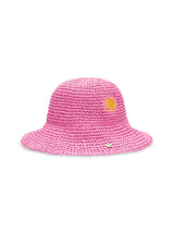 Bucket Hat aus Stroh mit Sonnen-Stickerei