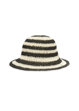 Bucket Hat aus Stroh mit Streifenmuster