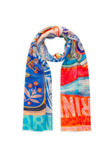 Schal aus Baumwollmix mit Sardinen-Motiven