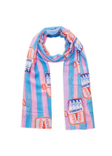Gestreifter Schal aus Modalmix mit Sardinen-Motiven