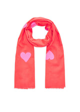 Bestickter Schal aus Baumwolle mit Herz-Motiven