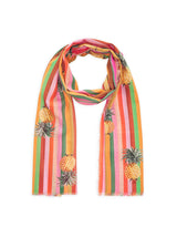 Gestreifter Schal aus Baumwolle mit Ananas-Motiven