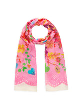 Schal aus Baumwolle mit Blumenmuster und Schriftzug