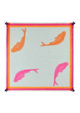 Jacquard-Tuch aus Baumwoll-Mix mit Fisch-Motiven