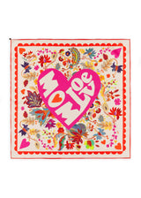 Nicki Tuch aus Seide mit Blumenmuster und Schriftzug