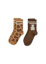 2 Paar Jacquard Socken aus Baumwollmix mit Teddymotiv